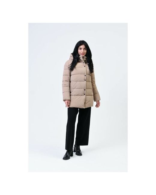 Maritta Куртка зимняя средней длины силуэт прямой ветрозащитная внутренний карман несъемный капюшон утепленная размер 50 60RU