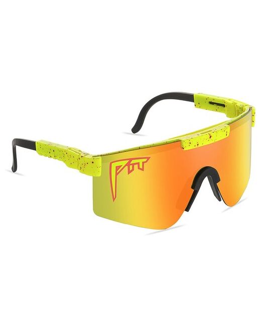 Filinn Солнцезащитные очки квадратные спортивные складные ударопрочные с защитой от УФ зеркальные для желтый