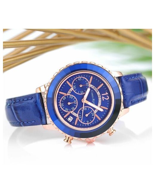 Chris Kocey Наручные часы кварцевые с хронографом и датой влагозащищенные синий