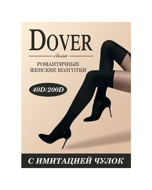 Dover Колготки колготки с имитацией чулок/ботфорт 40D/200D размер бесцветный черный