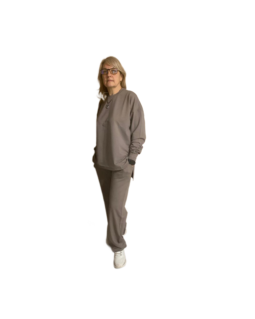 Karim Костюм толстовка и брюки повседневный стиль свободный силуэт карманы пояс на резинке размер 44