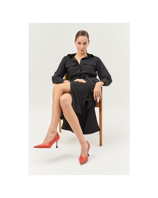 Charmstore Платье-рубашка вискоза повседневное прямой силуэт до колена карманы размер M