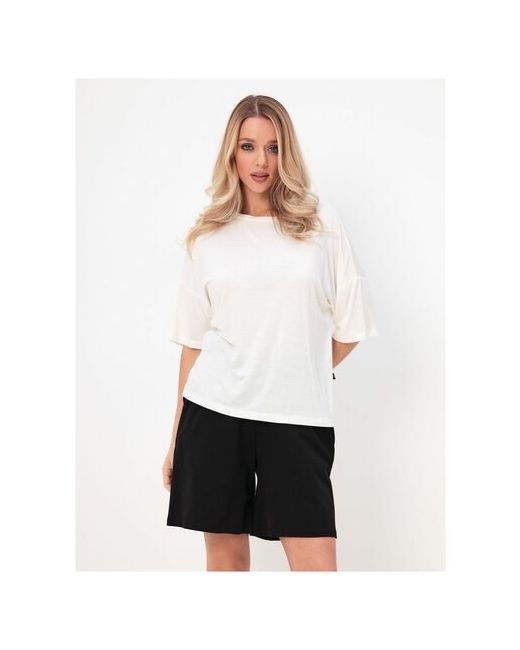 Luisa Moretti Костюм футболка и шорты повседневный стиль свободный силуэт карманы размер 46-48 черный