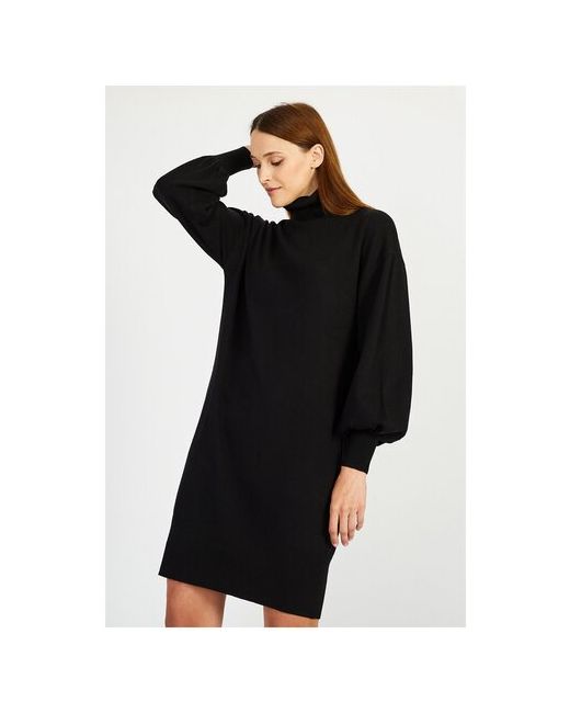 Baon Платье-свитер повседневное прямой силуэт миди размер 50 черный