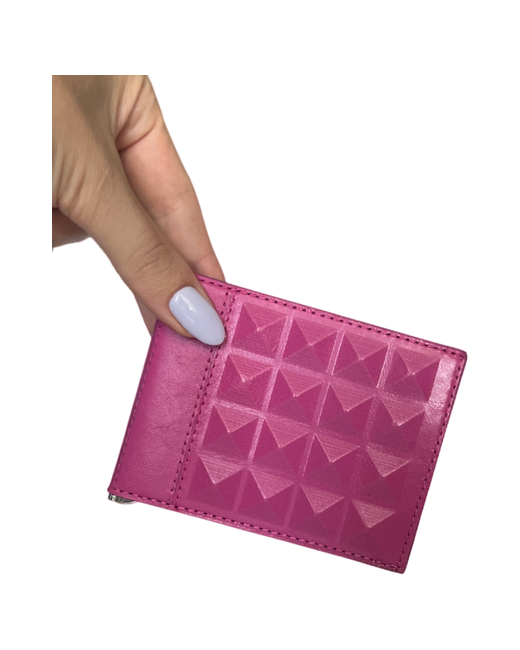Makey Зажим для купюр фактура тиснение без застежки отделения карт и монет розовый