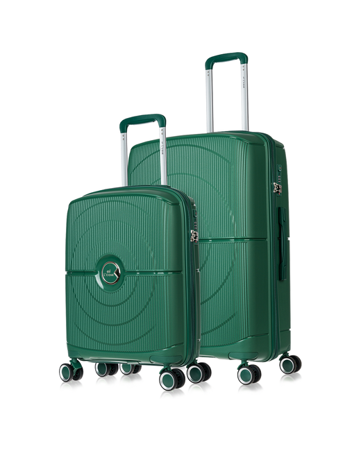 L'Case Комплект чемоданов Doha 2 шт. водонепроницаемый 112.5 л размер S/L зеленый