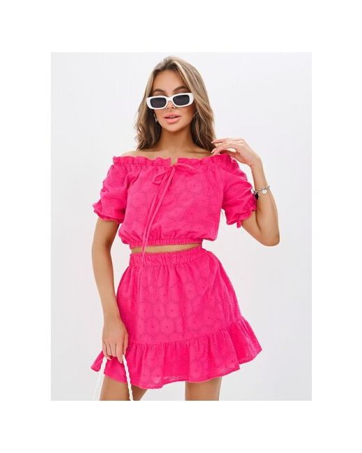 Abby Костюм топ и юбка повседневный стиль полуприлегающий силуэт размер S розовый
