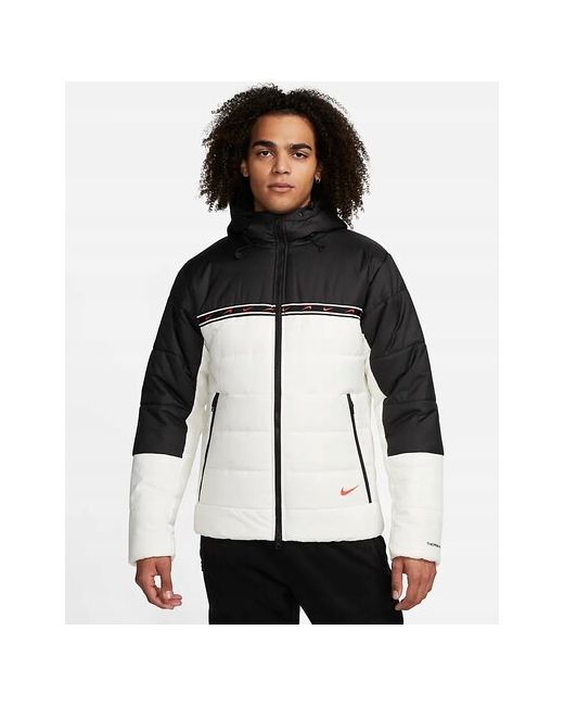 Nike Куртка средней длины несъемный капюшон карманы влагоотводящая регулируемый размер XS черный