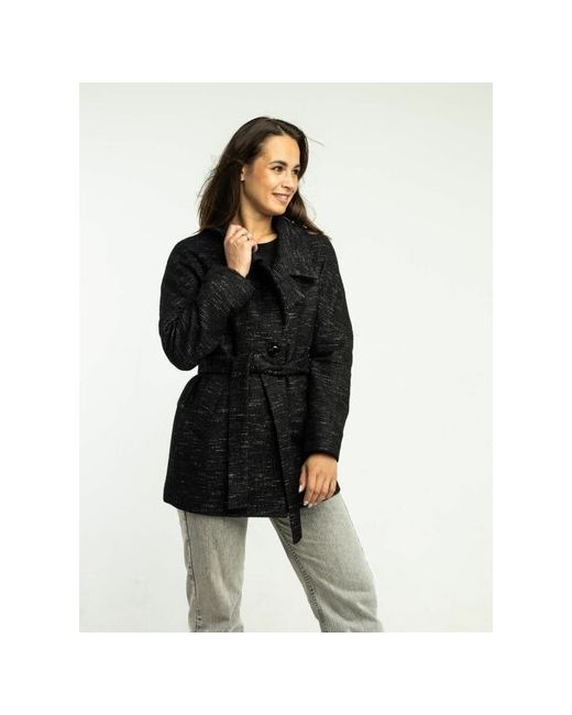 Дюто Пальто-пиджак демисезонное силуэт прямой укороченное размер 52 черный