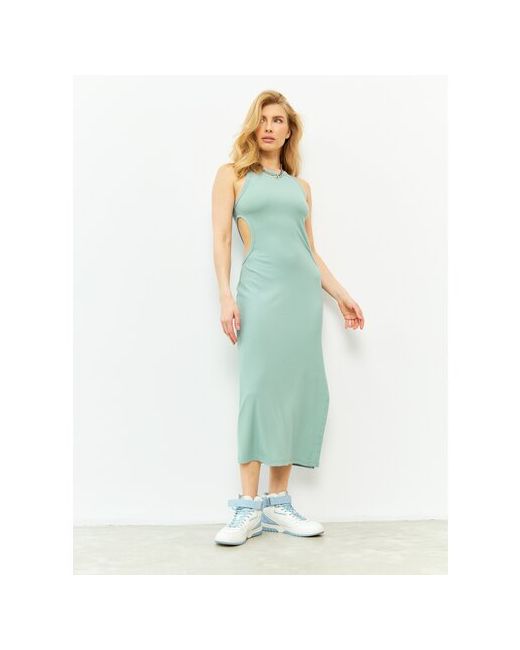 Yoxa Vibe Платье-лапша вискоза полуприлегающее макси размер XS зеленый бирюзовый