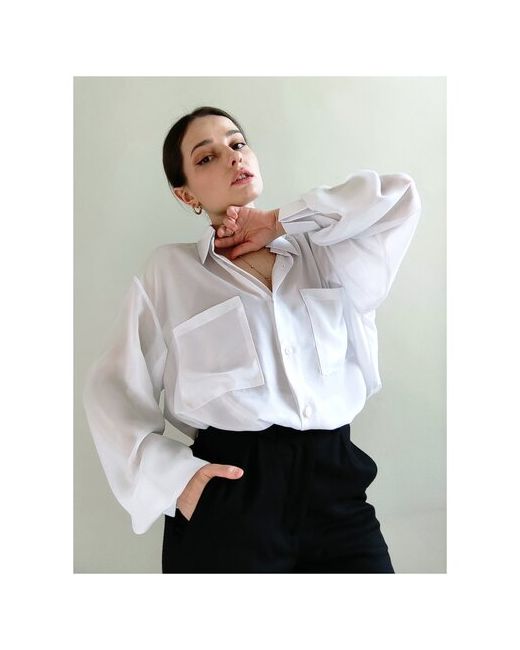 Vikarubanatelier Блуза стиль бохо оверсайз длинный рукав манжеты полупрозрачная размер 44-46