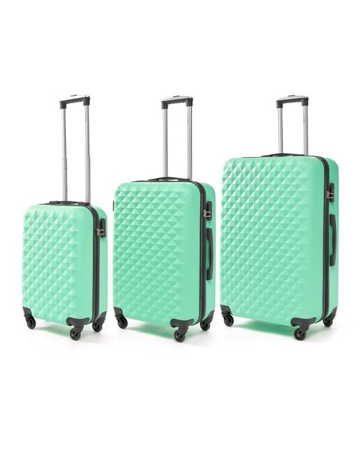Lacase Комплект чемоданов 3 шт. пластик ABS-пластик опорные ножки на боковой стенке 100 л размер M зеленый