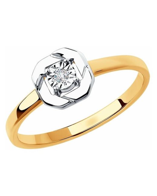 Sokolov Кольцо комбинированное золото 585 проба бриллиант размер 16