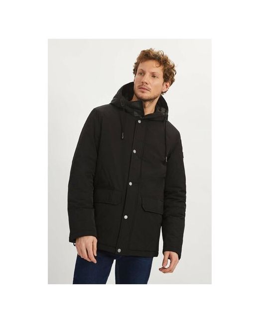 Baon Куртка демисезон/лето силуэт прямой подкладка несъемный капюшон карманы размер 56 черный