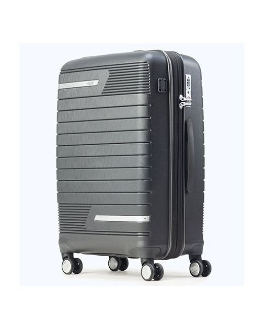 Neebo Умный чемодан поликарбонат полипропилен встроенные весы рифленая поверхность увеличение объема опорные ножки на боковой стенке 57.6 л размер M черный