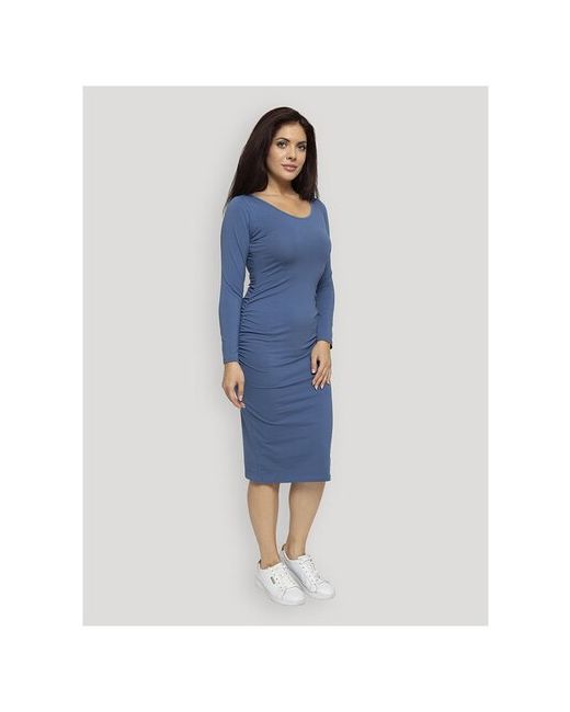 Lunarable Платье повседневный стиль прилегающий силуэт длинный рукав макси размер 48 L синий