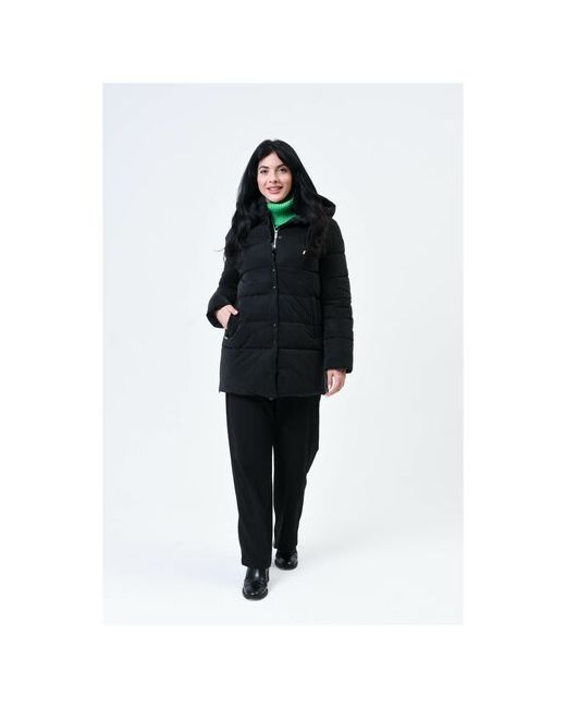 Maritta Куртка зимняя средней длины силуэт прямой ветрозащитная внутренний карман несъемный капюшон утепленная размер 40 50RU