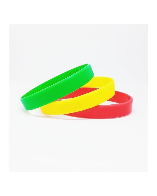 MSKBraslet Сет из 3-х силиконовых браслетов без логотипа. зеленый 355 желтый красный. Размер .