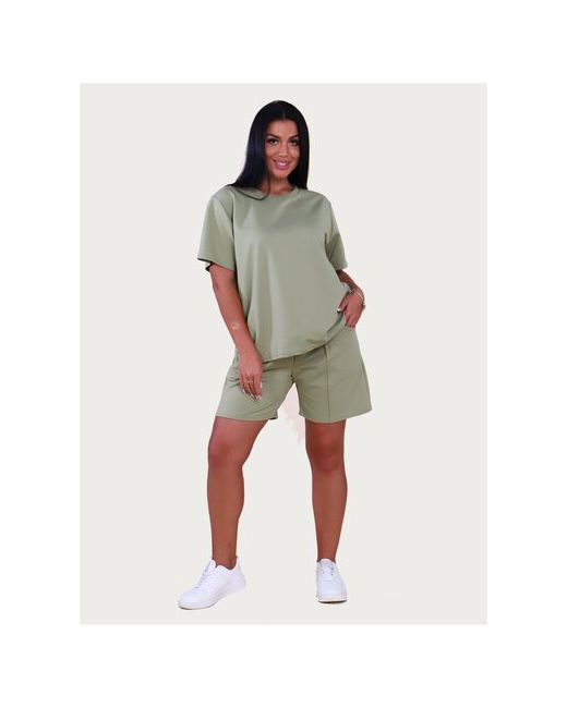 София 37 Костюм футболка и шорты повседневный стиль оверсайз размер 48 зеленый