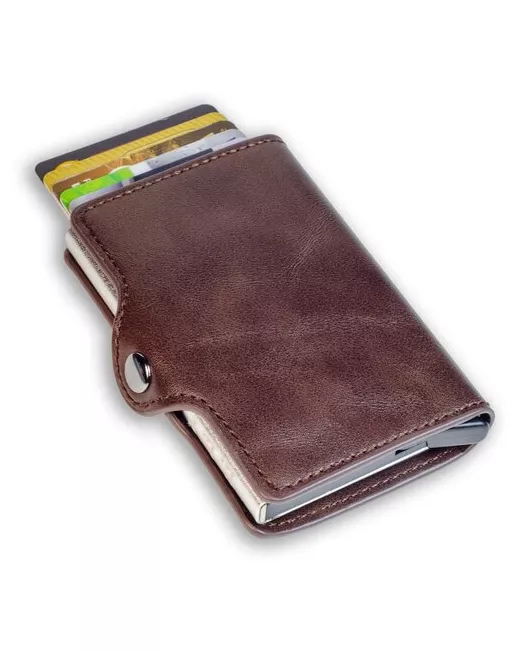 ELF Leather Кредитница гладкая фактура с хлястиком на кнопке отделение для карт подарочная упаковка