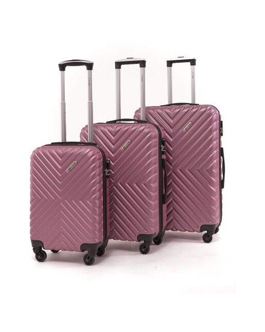 Lacase Комплект чемоданов 3 шт. пластик ABS-пластик опорные ножки на боковой стенке рифленая поверхность водонепроницаемый износостойкий 85 л размер S розовый