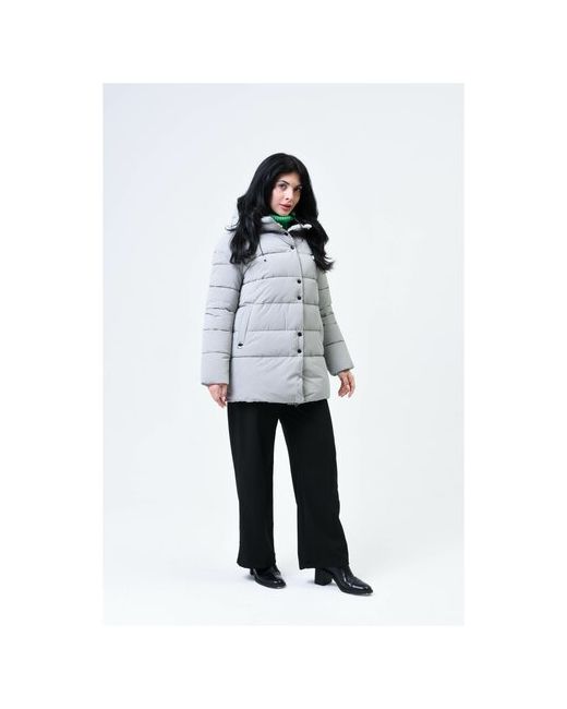 Maritta Куртка зимняя средней длины силуэт прямой ветрозащитная внутренний карман несъемный капюшон утепленная размер 48 58RU