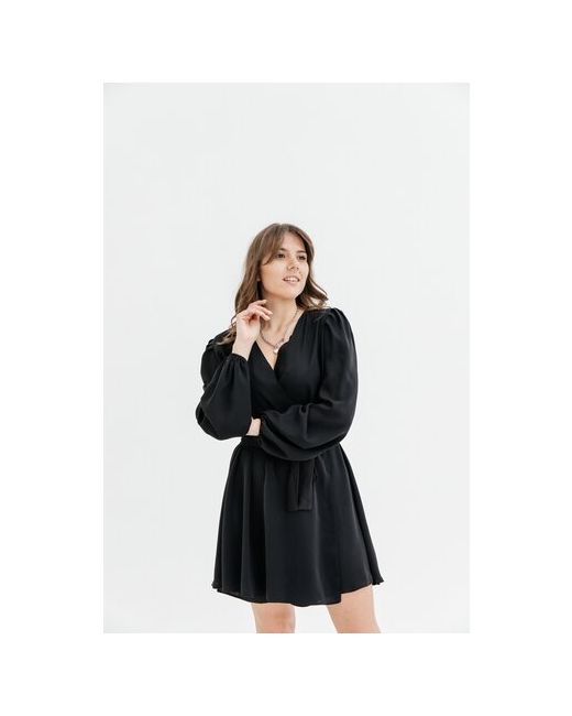 Zuzu.Shop Платье с запахом свободный силуэт мини размер 48 черный