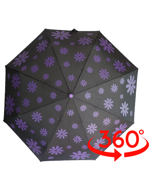 Sponsa Смарт-зонт автомат 3 сложения купол 98 см. 8 спиц система антиветер чехол в комплекте для черный фиолетовый