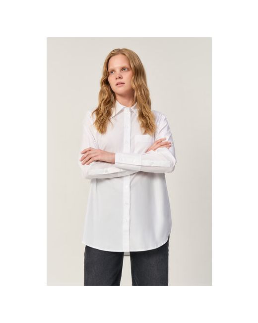 Baon Блуза классический стиль свободный силуэт длинный рукав однотонная размер L