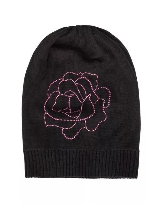 Armani Jeans Шапка демисезон/зима вязаная утепленная размер 56 черный розовый