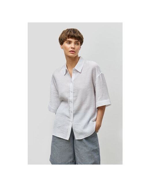Baon Блуза повседневный стиль прямой силуэт укороченный рукав без карманов однотонная размер 48