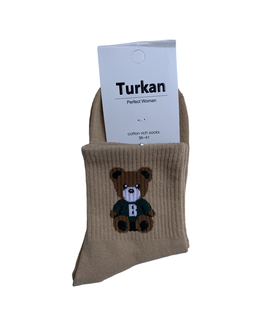 Turkan носки средние быстросохнущие фантазийные на Новый год размер 36-41 бежевый