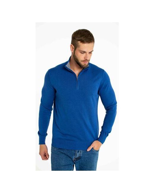 optuha Пуловер длинный рукав силуэт прилегающий средней длины вязаный трикотажный размер 3XL синий