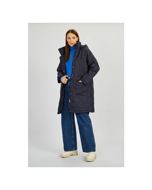 Baon Куртка демисезон/зима удлиненная силуэт прямой съемный капюшон карманы водонепроницаемая ветрозащитная утепленная стеганая вентиляция размер 42