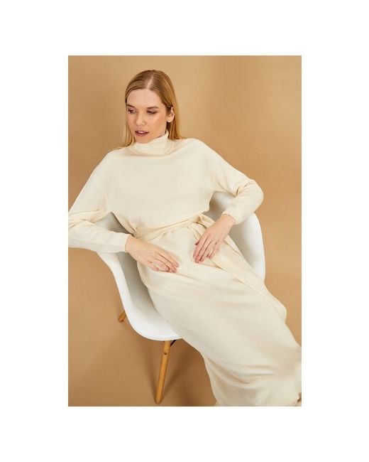 Baon Платье-свитер жаккард повседневное прямой силуэт макси размер 42
