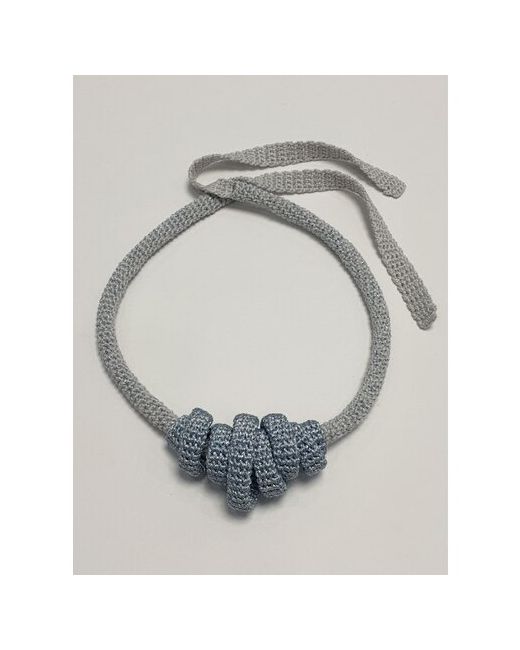 Pan-Tan Колье-трансформер вязаное серо-голубое украшение на шею бижутерия ручной работы