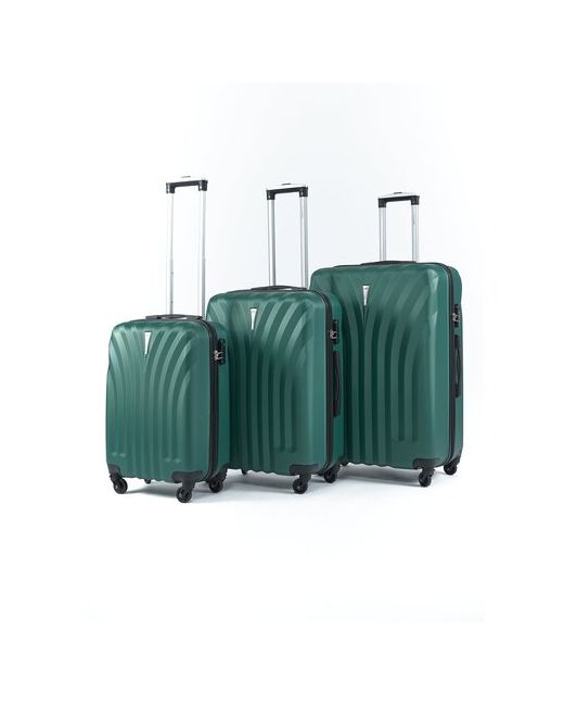 Lacase Комплект чемоданов 3 шт. пластик ABS-пластик рифленая поверхность 100 л размер S зеленый