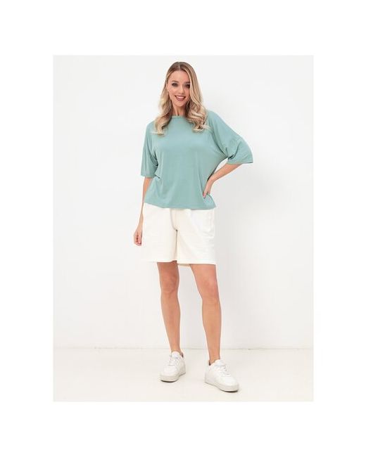 Luisa Moretti Костюм футболка и шорты повседневный стиль свободный силуэт карманы размер 44-46 белый зеленый