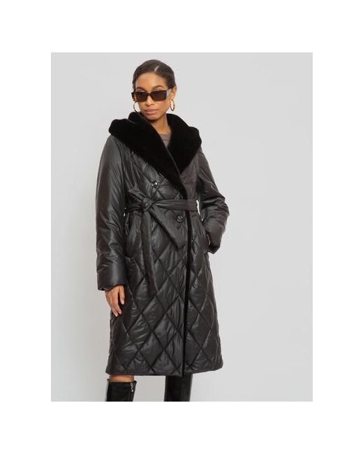 Electrastyle Пальто демисезонное силуэт прямой удлиненное размер 42 черный