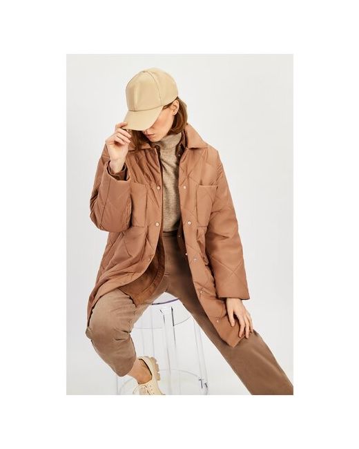 Baon Куртка демисезон/зима удлиненная силуэт прямой без капюшона карманы водонепроницаемая ветрозащитная утепленная вентиляция стеганая размер 48