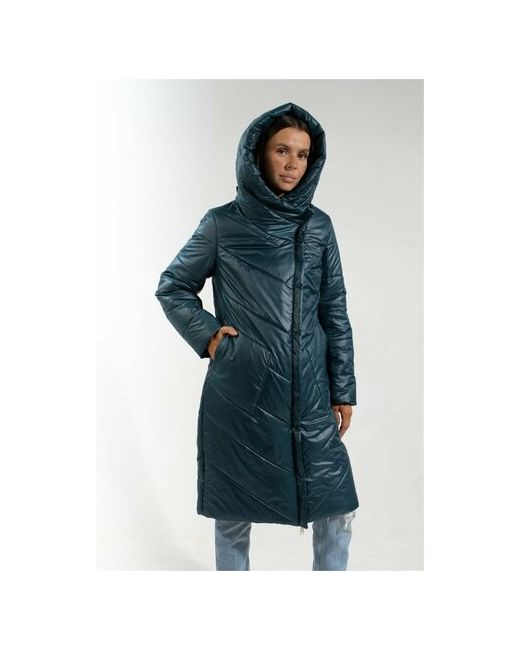 Дюто Куртка зимняя удлиненная силуэт прямой несъемный капюшон размер 54