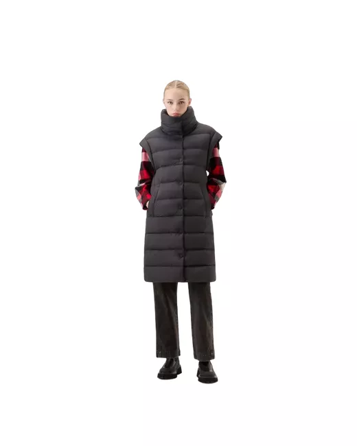 Woolrich Жилет демисезон/зима удлиненный утепленный без капюшона карманы размер M черный