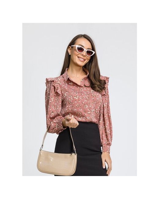 HappyFox Блуза нарядный стиль прямой силуэт длинный рукав размер 48 розовый
