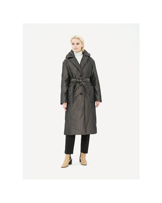 DIXI CoAT Куртка демисезон/зима удлиненная силуэт прямой карманы пояс/ремень капюшон размер 34
