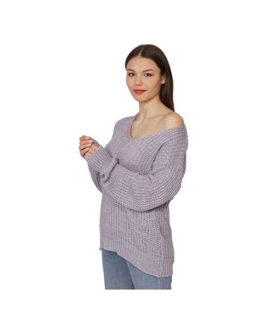MS Collection Пуловер длинный рукав полуприлегающий силуэт удлиненный крупная вязка размер 42