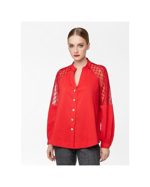 Lo Блуза нарядный стиль трапеция силуэт длинный рукав пояс/ремень размер 46