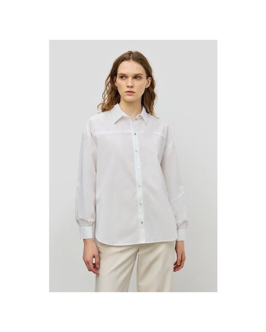 Baon Блуза классический стиль прилегающий силуэт длинный рукав без карманов манжеты однотонная размер 52