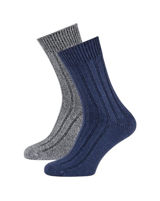 Norfolk Socks Носки унисекс 2 пары классические усиленная пятка вязаные быстросохнущие износостойкие размер 35-38 синий