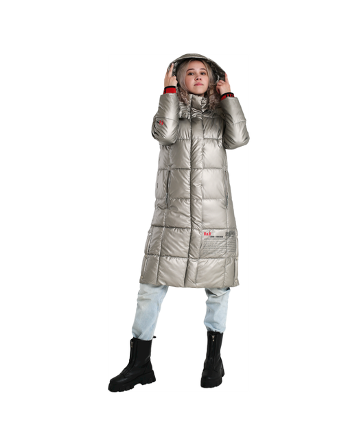 New Sheek Куртка демисезон/зима удлиненная силуэт прямой размер L серебряный