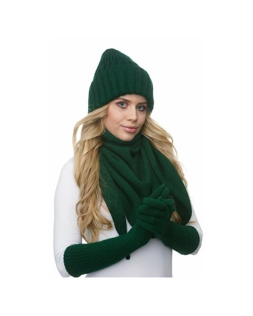 Lambonika Шапка бини демисезон/зима подкладка вязаная утепленная размер 50-58 зеленый